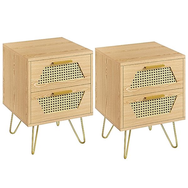 Yaheetech Nachttisch 40x40x55 cm (2-St), Rattan günstig online kaufen