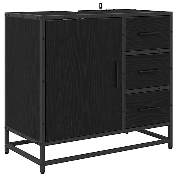 vidaXL Badezimmerschrank mit Tür Schwarz Eichen-Optik 65 x 33 x 60 cm 88362 günstig online kaufen
