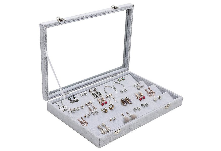 Belle Vous Schmuckständer Schmuckkasten mit 40 Fächern für Ohrringe in Grau günstig online kaufen