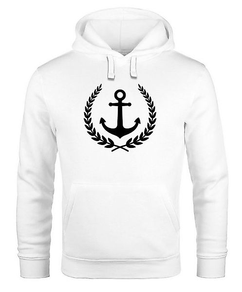 Neverless Hoodie Hoodie Herren Anker Lorbeerkranz Aufdruck Print Kapuzen-Pu günstig online kaufen