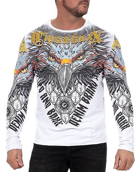 Cipo & Baxx Longsleeve Herren Longsleeve BA-CL488 Weiß XXL mit einem Adler günstig online kaufen