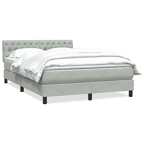vidaXL Boxspringbett, Boxspringbett mit Matratze Hellgrau 140x220 cm Samt günstig online kaufen