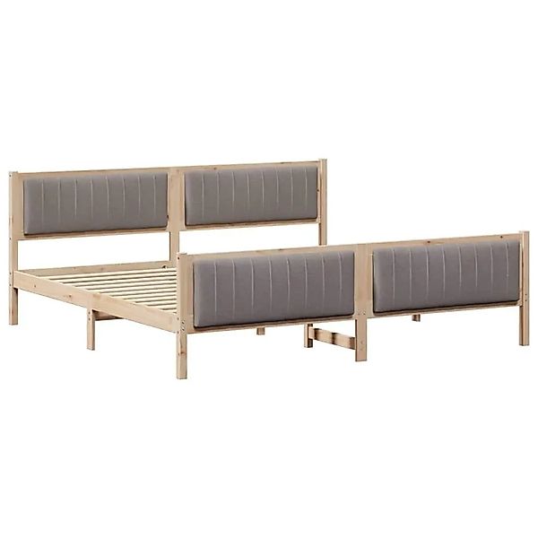 vidaXL Bettgestell Braun und Taupe 200 x 200 cm Massivholz Kiefer 3394301 günstig online kaufen