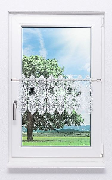 Plauener Spitze® Scheibengardine Spitzenblume (1 St), transparent, HxB 34x4 günstig online kaufen