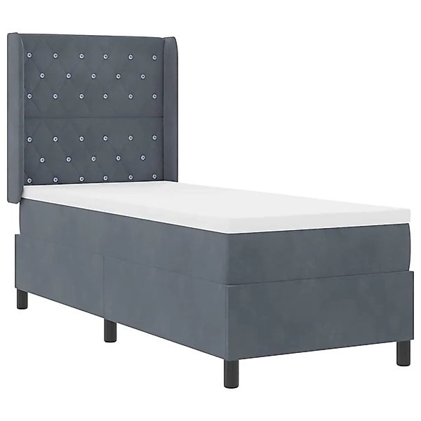 vidaXL LED Boxspringbett mit Matratze Dunkelgrau 80 x 200 cm Samt 3343785 günstig online kaufen