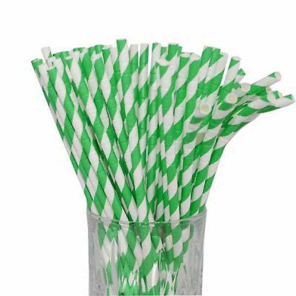 LUXENTU Papier-Trinkhalm grün/weiß gestreift mit Knick 100 Stück Trinkhalme günstig online kaufen