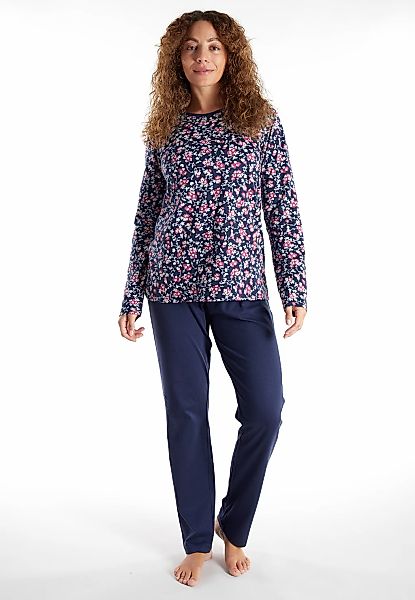 GÖTZBURG Pyjama Langarm, Rundhalsausschnitt, mit Motiv, Baumwolle günstig online kaufen