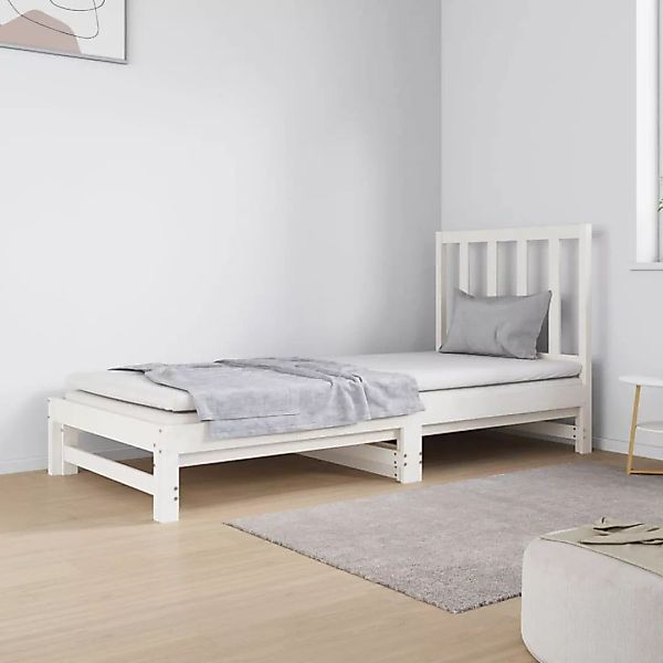 Vidaxl Tagesbett Ausziehbar Weiß 2x(90x190) Cm Massivholz Kiefer günstig online kaufen