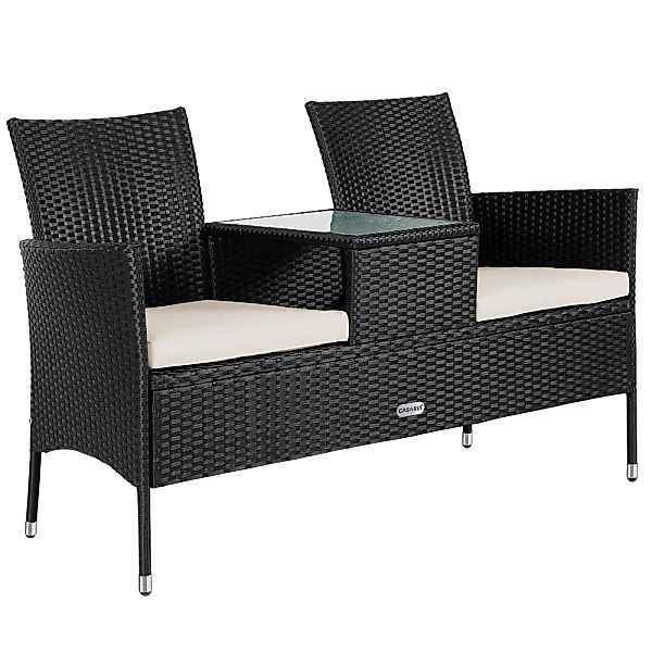 Polyrattan Kino Bank Schwarz 143x55x88cm günstig online kaufen