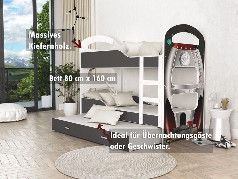 AJKmeble Hochbett 80x160cm und 80x190cm in günstig online kaufen