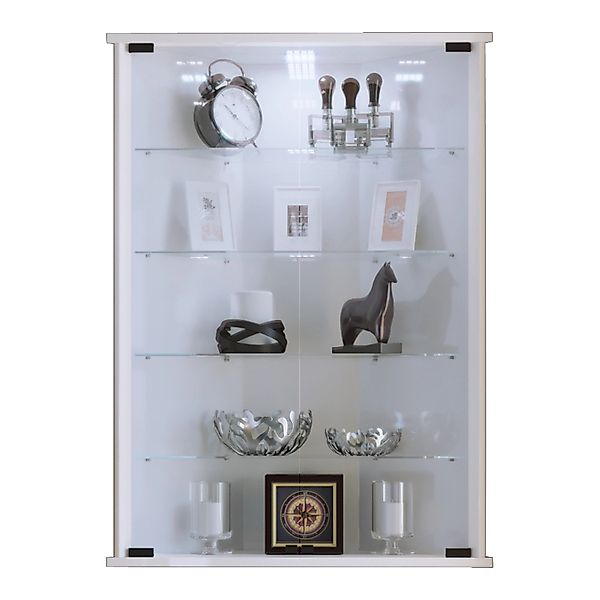 ebuy24 Vecko Vitrinenschrank Ecke Wandhängend mit 2 Glastüren Weiß günstig online kaufen