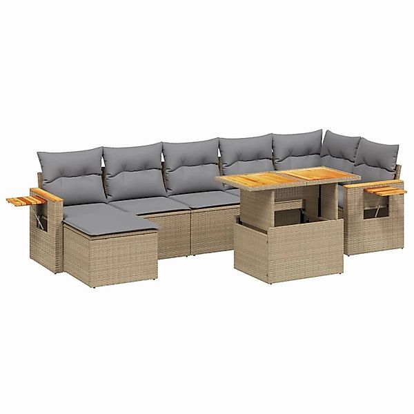 vidaXL 8-tlg Garten-Sofagarnitur mit Kissen Beige Poly Rattan Modell 327 günstig online kaufen