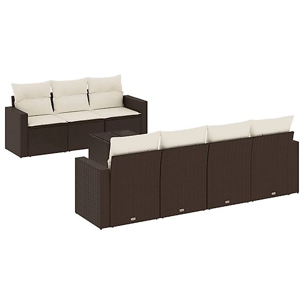 vidaXL 8-Tlg Garten-Sofagarnitur mit Kissen Braun Poly Rattan 3218723 günstig online kaufen