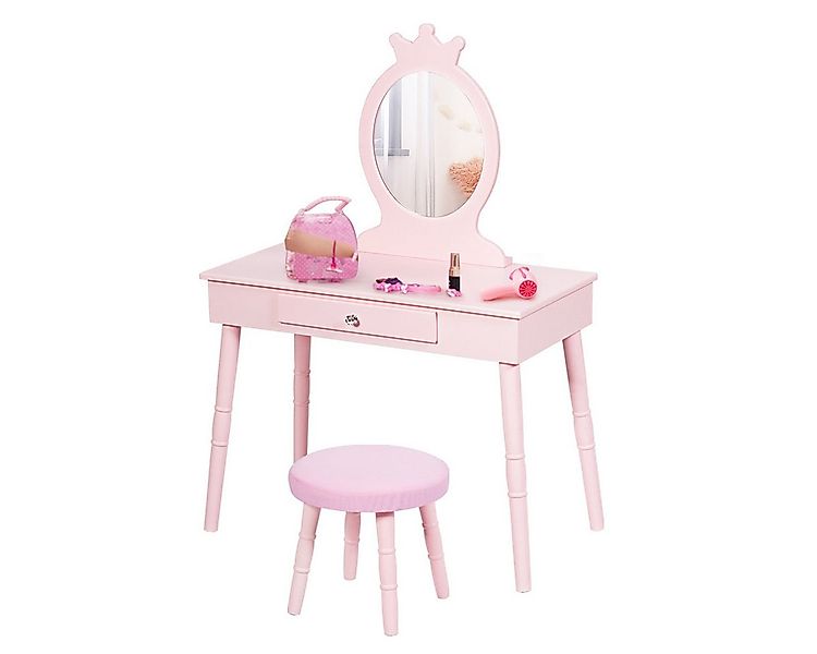COSTWAY Schminktisch Kinderschminktisch mit Hocker, Kinder, mit Hocker & ab günstig online kaufen
