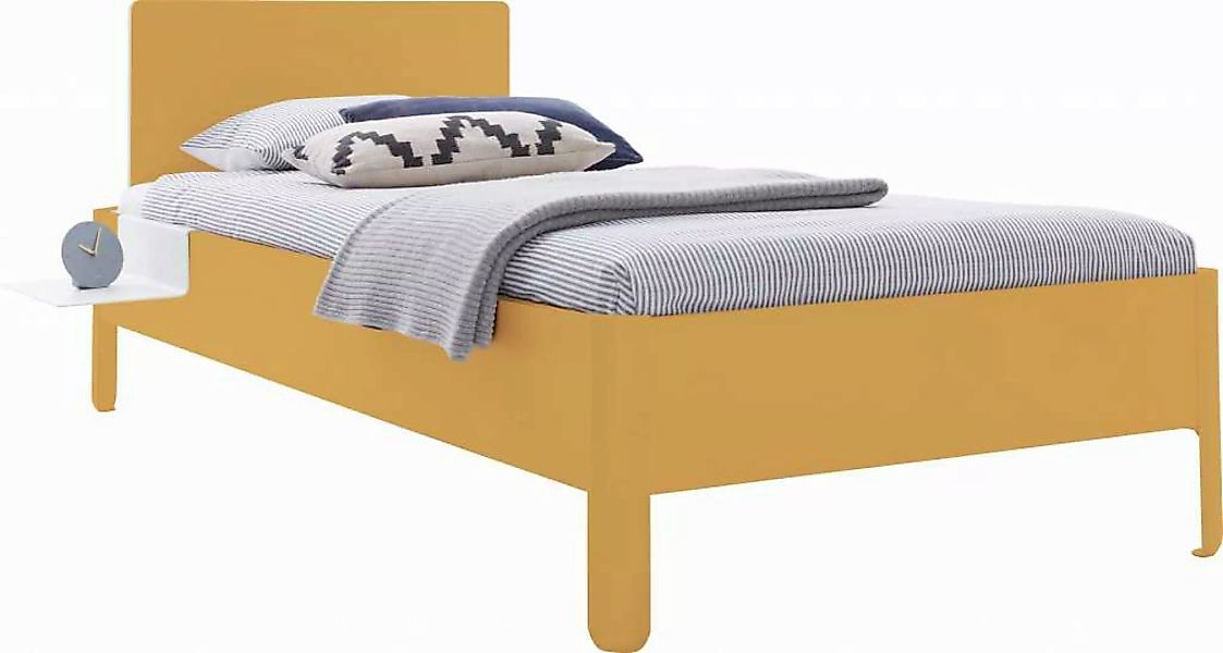 NAIT Einzelbett farbig lackiert 90 x 210cm Mit Kopfteil Bambustiefgelb günstig online kaufen