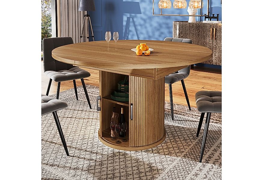 Flieks Esstisch runder/ ovaler Küchentisch mit ausziehbarer Tischplatten (1 günstig online kaufen