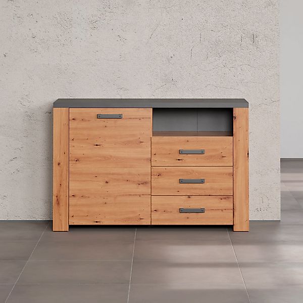Home affaire Sideboard "Ambres", (1 St.), Kommode, Echtholzoptik, Maße BxH: günstig online kaufen