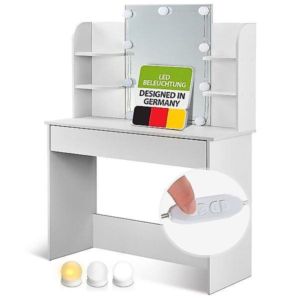 Juskys Schminktisch Bella, Inkl. LED Beleuchtung, günstig online kaufen