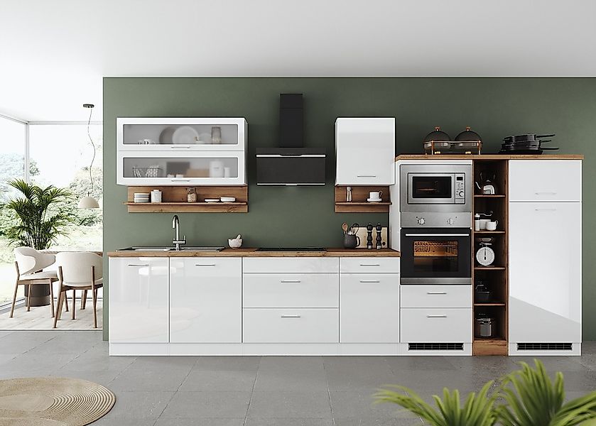 KOCHSTATION Küchenzeile »KS-Milan« 390 cm breit, viel Stauraum, wahlweise m günstig online kaufen