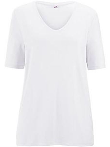 Shirt gerundetem V-Ausschnitt Emilia Lay weiss günstig online kaufen