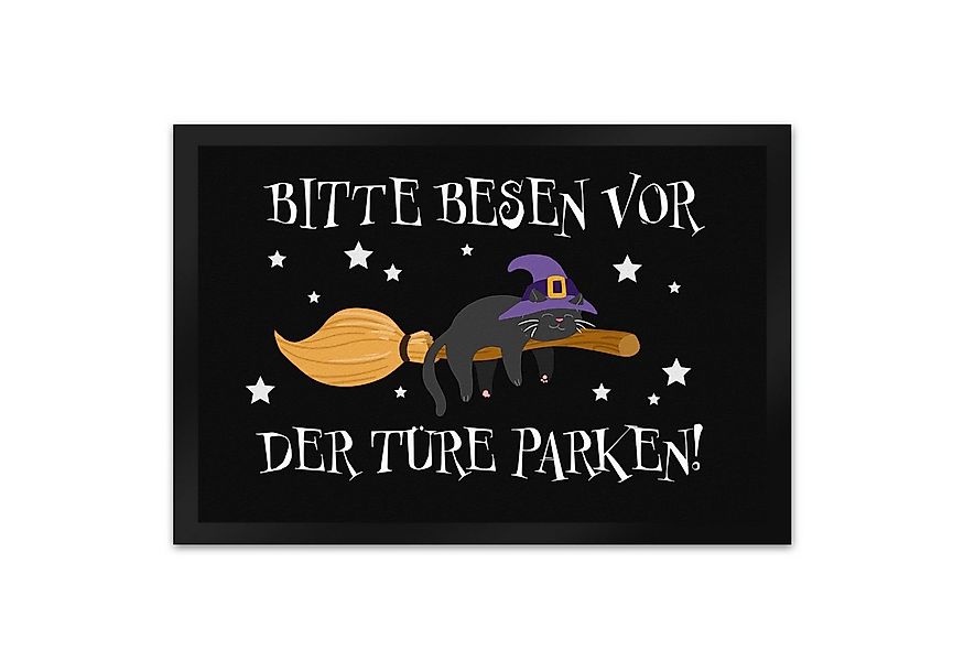 speecheese Fußmatte Hexen Katze auf Besen Fußmatte XL in 40x60 cm Bitte vor günstig online kaufen