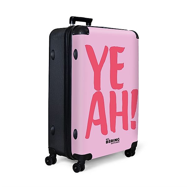 NoBoringSuitcases.com© Hartschalen-Trolley Lila mit rosa Zitat günstig online kaufen