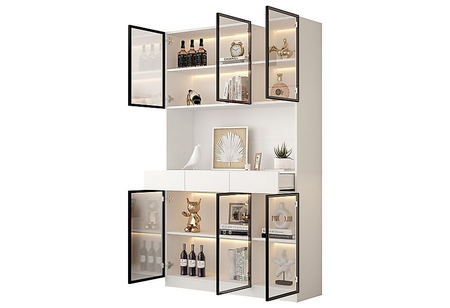 Odikalo Vitrine Schrank Glasschrank Tür 200cm hoch Multi Storage Bücherrega günstig online kaufen