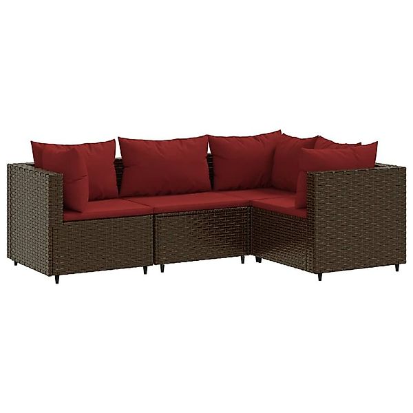 vidaXL Gartenlounge-Set 4-tlg. Garten-Lounge-Set mit Kissen günstig online kaufen