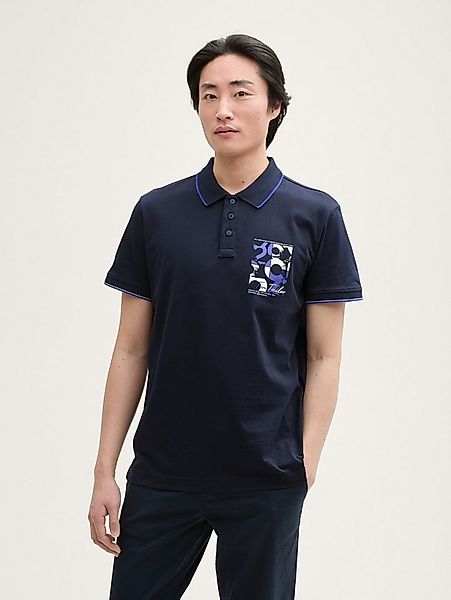 TOM TAILOR Poloshirt Poloshirts Poloshirt mit Logo-Print aus Baumwolle günstig online kaufen