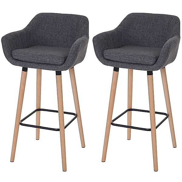 PROREGAL 2er-Set Barhocker Oslo Mit Lehne Sitzhöhe 79cm Textil Grau Barstuh günstig online kaufen