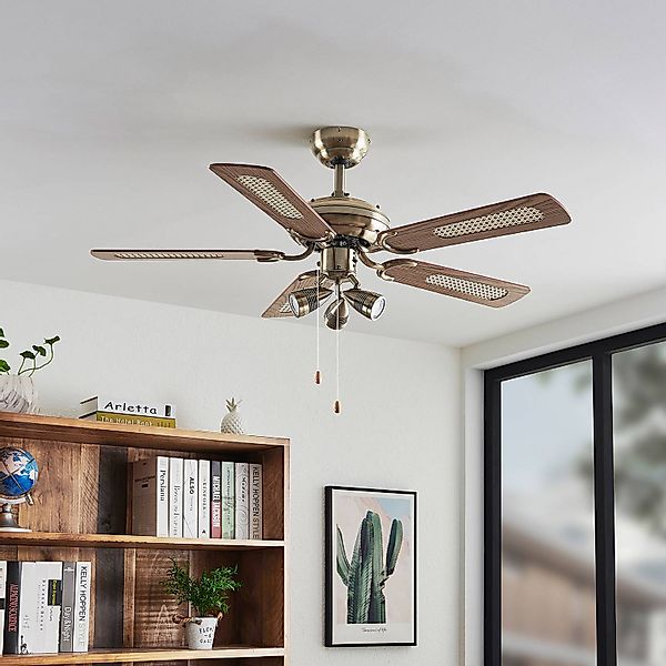 Lucande Deckenventilator mit Licht Anariki, leise, messing günstig online kaufen
