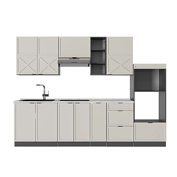 Vicco Fame-Line Küchenzeile GrauBeige/Anthrazit 280 cm ohne Arbeitsplatte günstig online kaufen