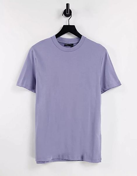 ASOS DESIGN – T-Shirt aus Bio-Material in verwaschenem Lila mit Rundhalsaus günstig online kaufen