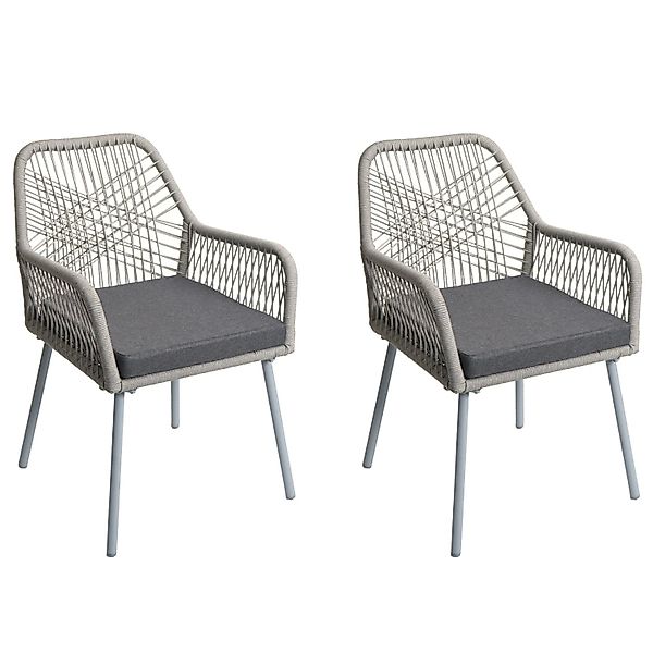 MCW Gartenstuhl O12 2er-Set Sitzpolster Aluminium Grau Bezug Dunkelgrau günstig online kaufen