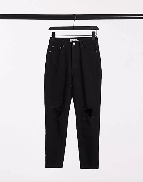 In The Style x Jac Jossa – Kurze Jeans im Used-Look in Schwarz günstig online kaufen