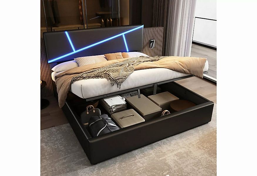 REDOM Polsterbett Bequemes (mit LED-Lichtleisten,180*200 cm, Doppelbett mit günstig online kaufen