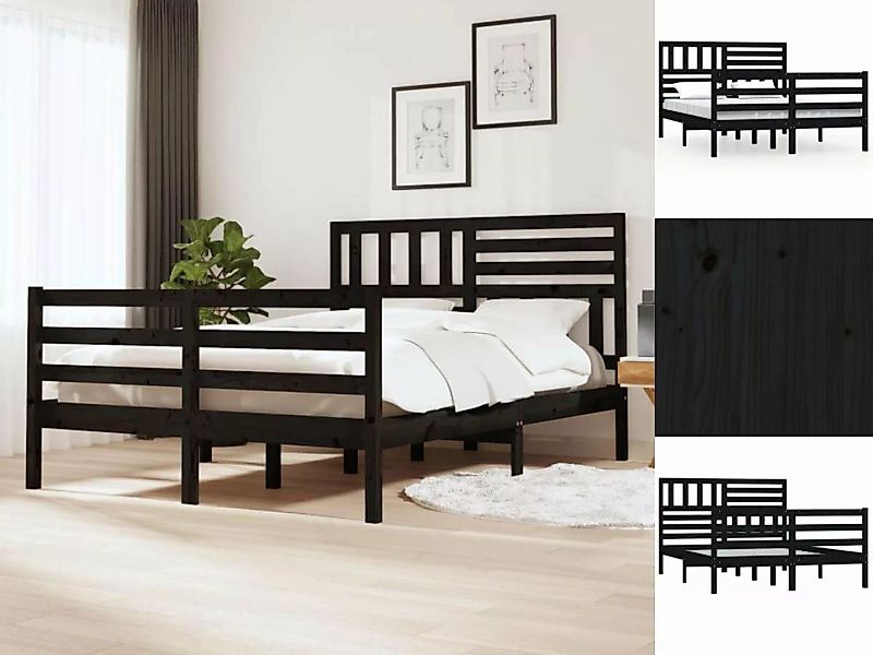 vidaXL Bettgestell Massivholzbett Schwarz 120x200 cm Bett Bettrahmen Bettge günstig online kaufen