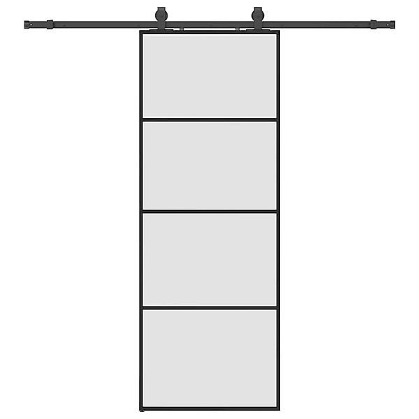 vidaXL Schiebetür mit Beschlag Schwarz 76x205 cm ESG-Glas 3375857 günstig online kaufen