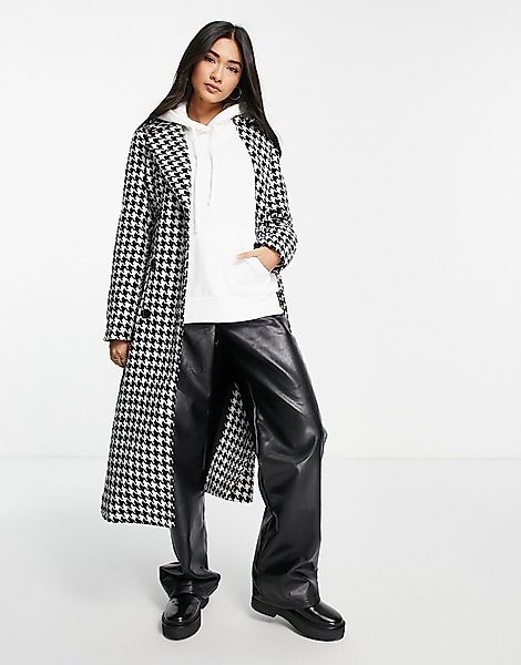 Vila – Zweireihiger Mantel mit Bindegürtel und Hahnentrittmuster-Mehrfarbig günstig online kaufen
