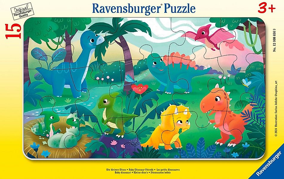 Ravensburger Rahmenpuzzle Die kleinen Dinos, 15 Puzzleteile, Made in Europe günstig online kaufen