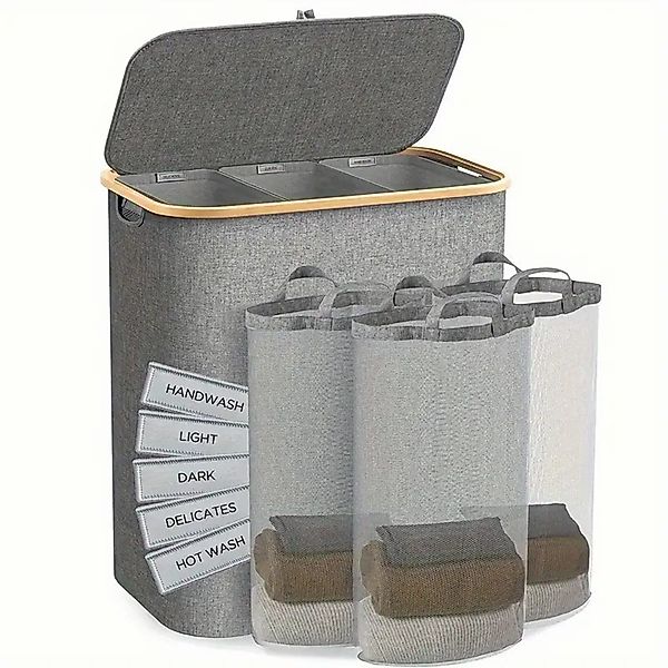 Jumpeak Wäschebox wäschekorb 3 fächer,wäschekorb mit günstig online kaufen