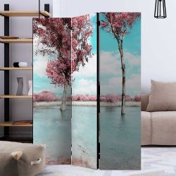 Paravent Herbst mit Landschaft Motiv Leinwand und Holz günstig online kaufen