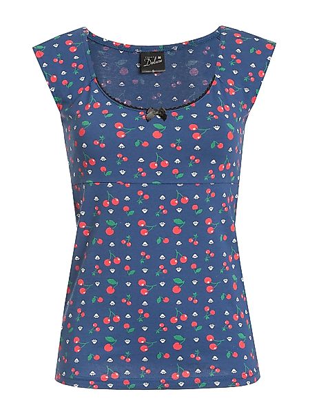 Pussy Deluxe Cat Paws & Cherries Damen T-Shirt blau allover günstig online kaufen