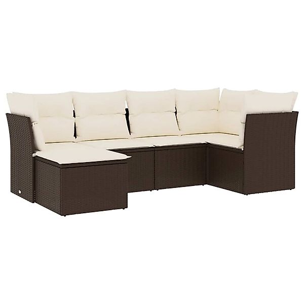 vidaXL 6-Tlg Garten-Sofagarnitur mit Kissen Braun Poly Rattan 3249792 günstig online kaufen