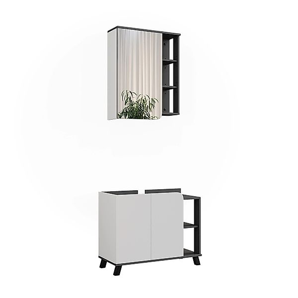Vicco Badmöbel-Set Karen Anthrazit/Weiß 2 Teile günstig online kaufen
