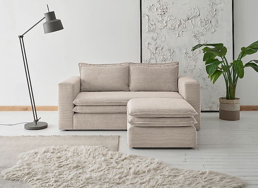 PLACES OF STYLE Sitzgruppe "PIAGGE" 2 Stk. tlg. 2-Sitzer-Sofa und Hocker kl günstig online kaufen