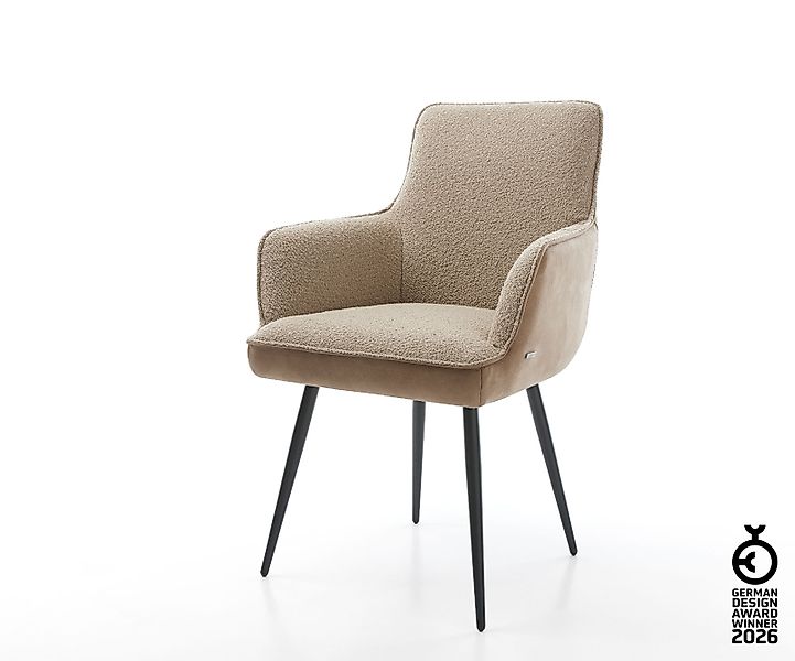 Esszimmerstuhl Heira-Flex mit Armlehnen Materialmix Schlamm 4-Fuß konisch S günstig online kaufen