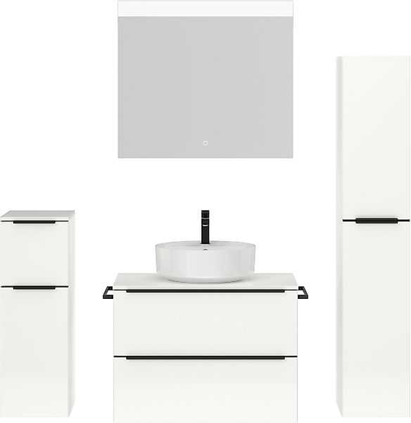 nobilia® Badmöbel-Set »Alvene«, (4 St., vormontiert, mit Soft-Close), Hochg günstig online kaufen