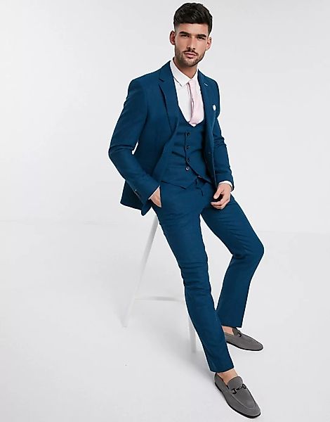 Harry Brown – Wedding – Sommerliche Tweed-Anzughose mit schmalem Schnitt-Bl günstig online kaufen