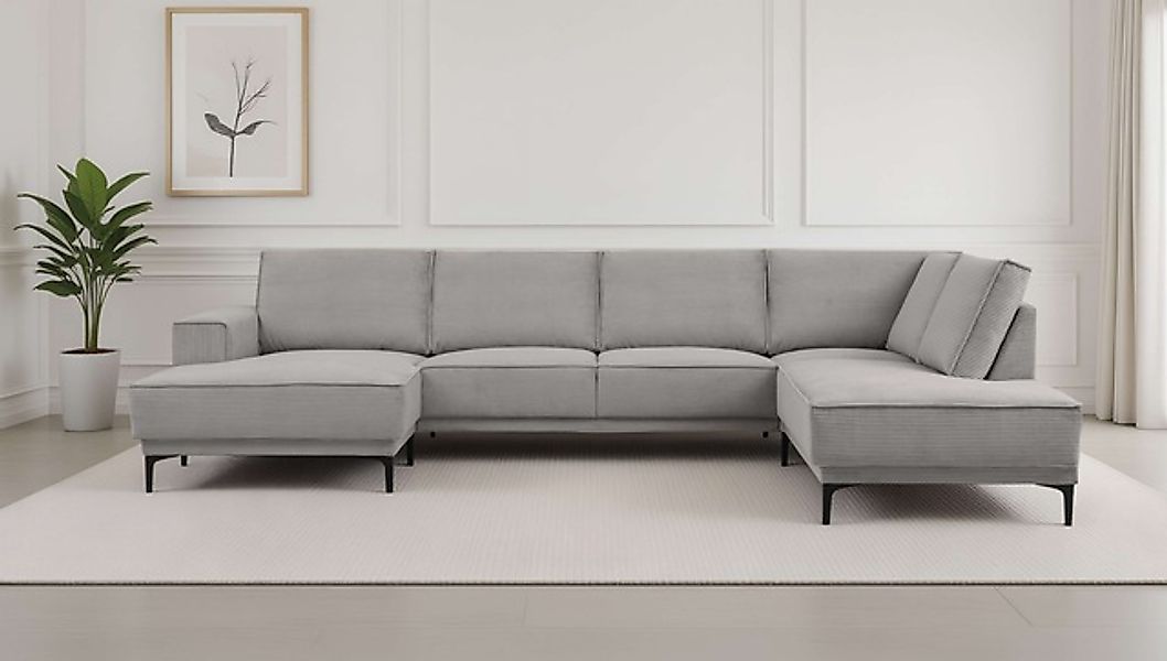 PLACES OF STYLE Wohnlandschaft »XXL Sofa Oland, Struktur, Flachgewebe, Luxu günstig online kaufen